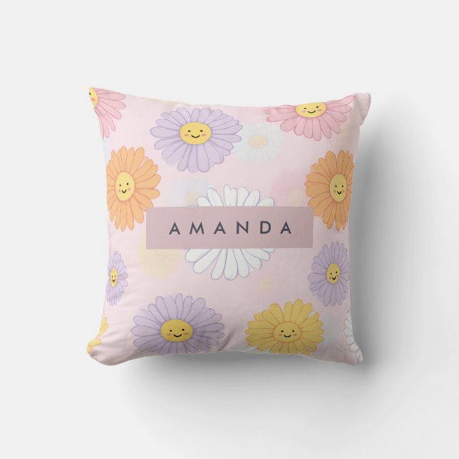Coussin Fleur Cute Pastel Daisy personnalisée (Recto)