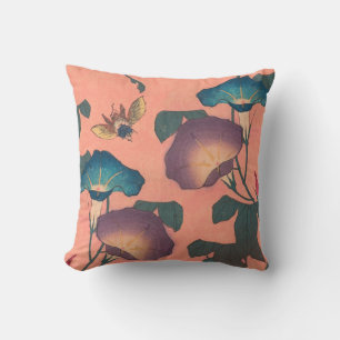 Coussin Fleur d'abeille rose Art classique Hokusai