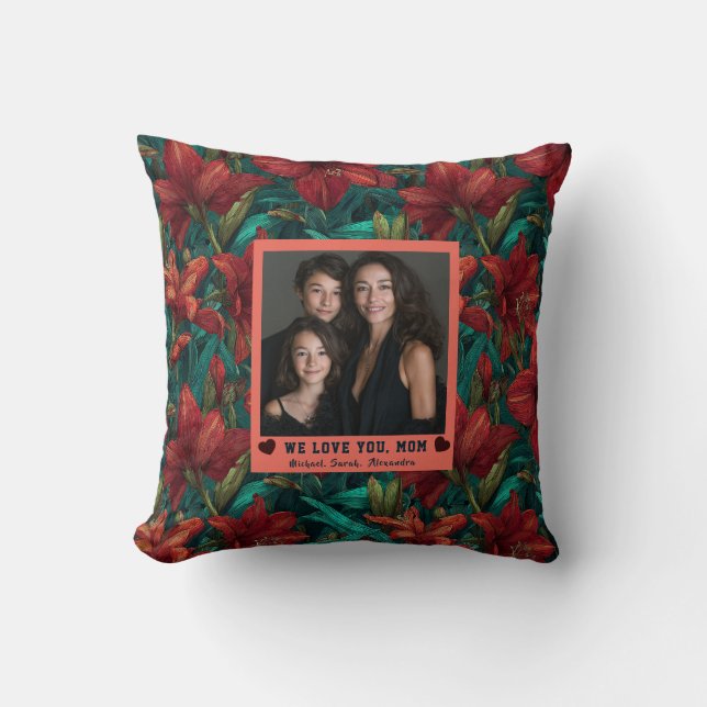 Coussin Fleur d'Amaryllis Meilleure Maman Mummy Décor Diy  (Recto)