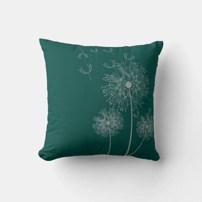 Coussin Fleur Dandelion turquoise (Recto)