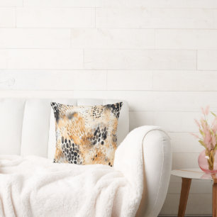 Coussin Fleur d'animal léopard crème noir sauvage