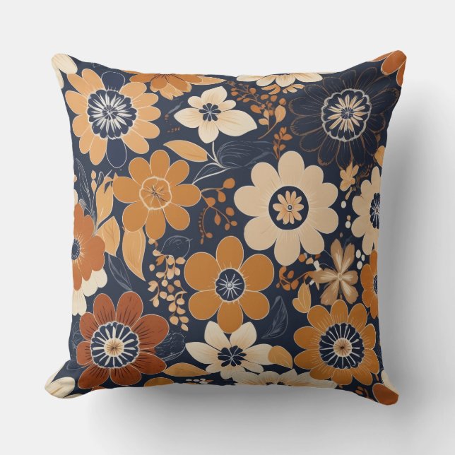 Coussin Fleur d'art populaire scandinave (Recto)