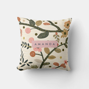 Coussin Fleur d'automne rétro fantaisiste personnalisée