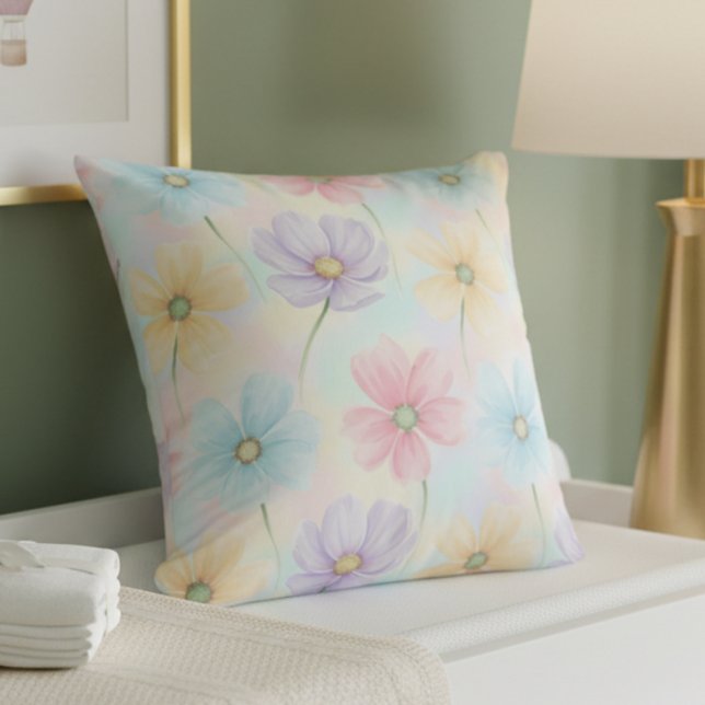 Coussin Fleur de aquarelle pastel (Créateur téléchargé)