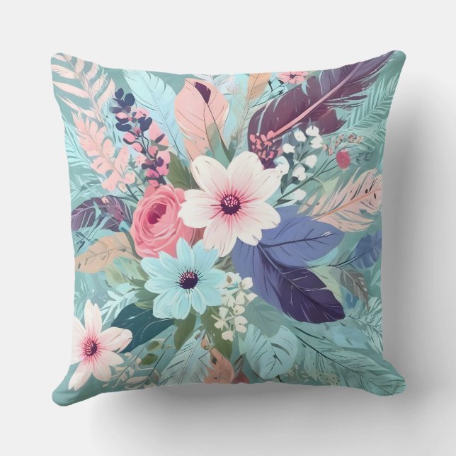 Coussin Fleur de Bleu Poudré (Verso)