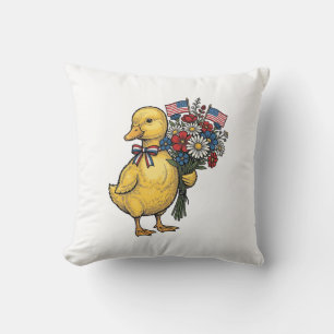 Coussin Fleur de Caneton Patriotique Bouquet de Fleurs Vin