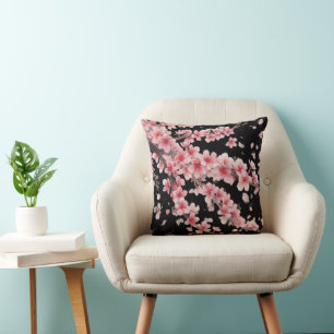 Coussin Fleur de cerisier japonais rose blanc