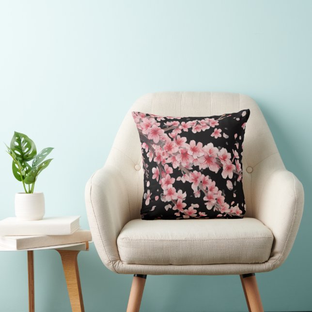 Coussin Fleur de cerisier japonais rose blanc (Chaise)