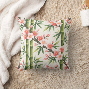 Coussin Fleur de cerisier rose Bamboo Botanique Asiatique 
