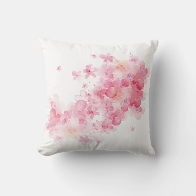 Coussin Fleur de cerisier rose mou (Recto)