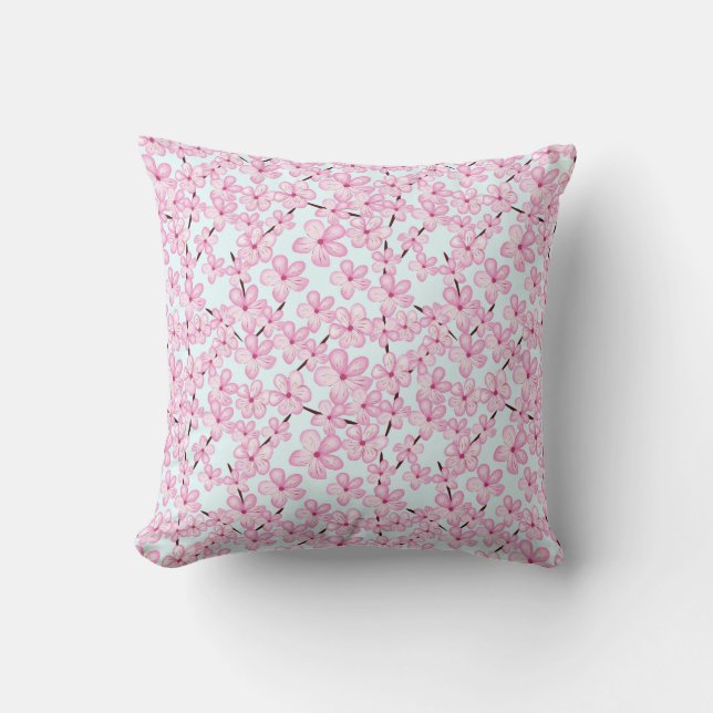 Coussin Fleur de cerisier, sakura rose printemps (Recto)