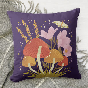 Coussin Fleur de champignon violet