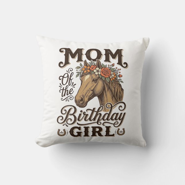 Coussin Fleur de cheval occidental vintage pour l'annivers (Recto)