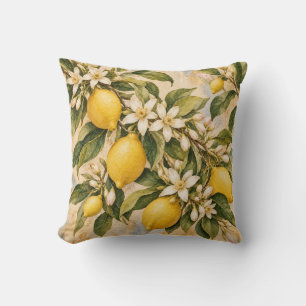 Coussin Fleur de citron aquarelle vintage Méditerranée Thr