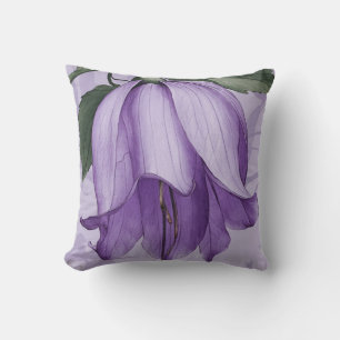Coussin Fleur de cloche violette brillante et élégante à l