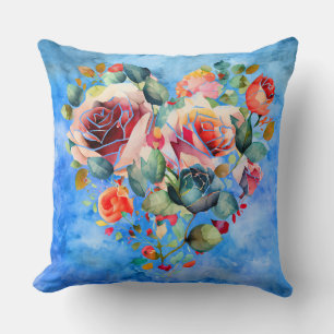 Coussin Fleur de coeur Décor de mode en marbre bleu