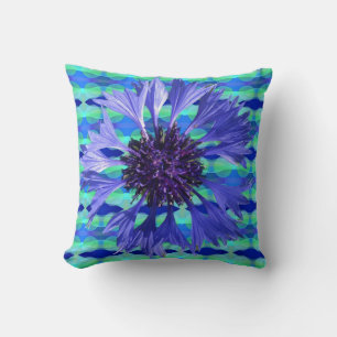 Coussin fleur de corail d'été bleu