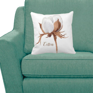 Coussin Fleur de coton aquarelle