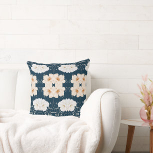 Coussin Fleur de couleur claire avec fond d'océan sombre