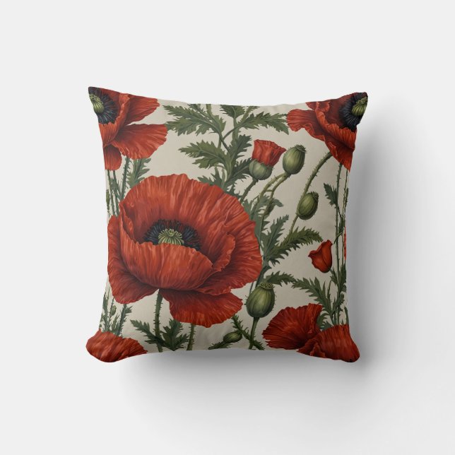 Coussin Fleur de crapaud rouge orange (Recto)