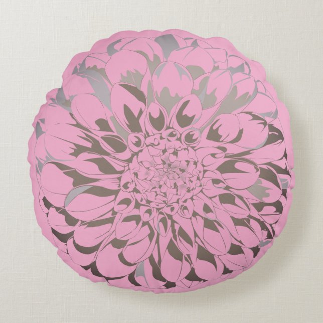 Coussin fleur de dahlia rose pastel  (Devant)