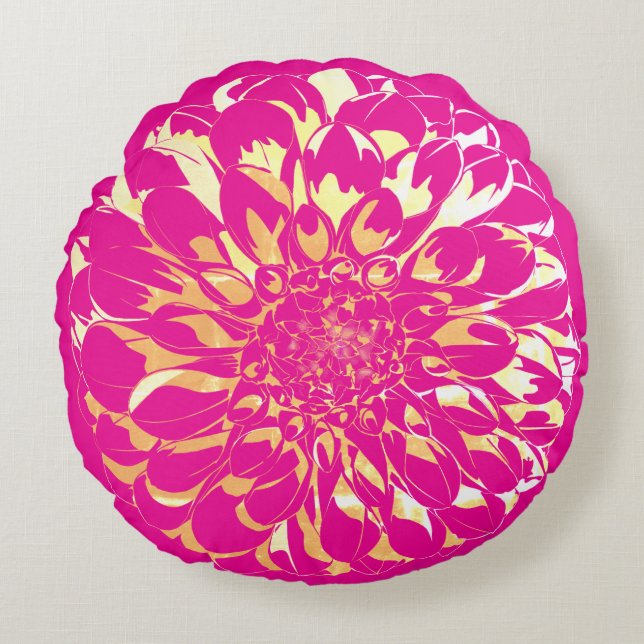 Coussin fleur de dahlia rose vif  (Devant)