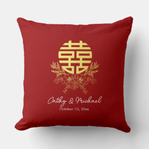 Coussin Fleur de double bonheur en cercle mariage chinois