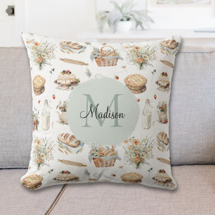 Coussin Fleur de fraisier de campagne florale fantaisiste