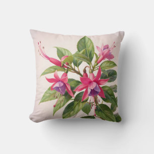 Coussin Fleur de fuchsia rose vibrant