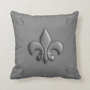 Coussin Fleur de iles en relief tonalités métalliques br