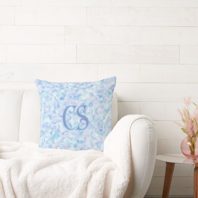 Coussin Fleur de lilas à pétale organique Monogramme perso (Canapé)