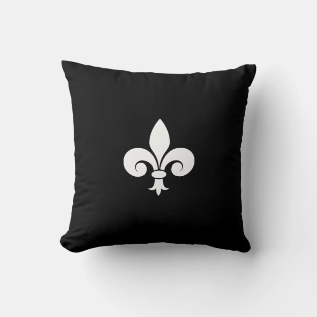 Coussin Fleur de Lis blanche sur fond noir (Recto)