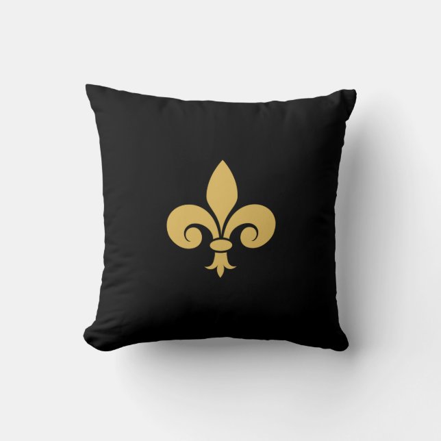 Coussin Fleur de Lis dorée sur fond noir (Recto)