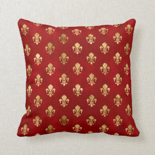 Coussin Fleur de lis motif luxe rouge