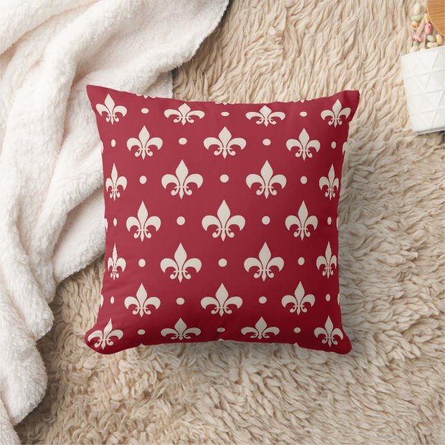 Coussin Fleur de Lis motif sur arrière - plan rouge (Couverture)