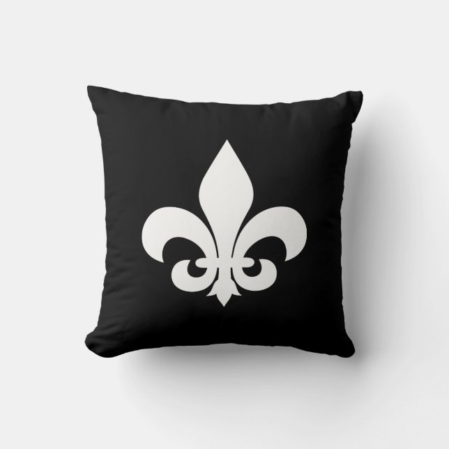 Coussin Fleur de Lis noir et blanc (Recto)
