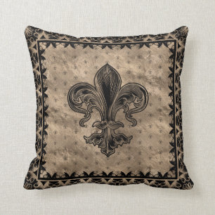 Coussin Fleur de lis - Noir et Or
