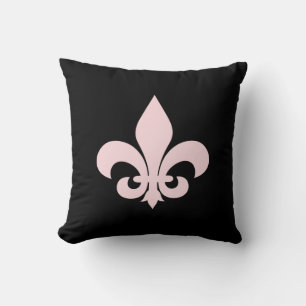 Coussin Fleur de Lis noir et rose