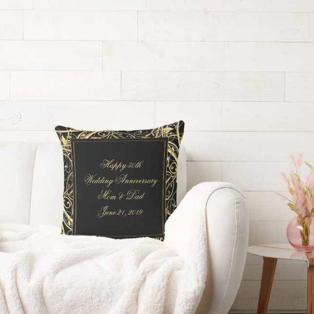 Coussin Fleur de l'or noir 50e anniversaire de mariage (Canapé)