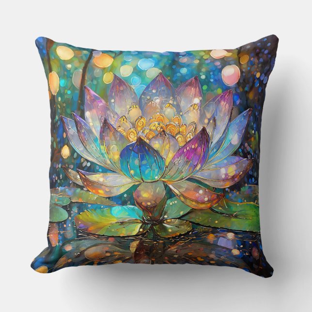 Coussin Fleur de lotus illuminée en fleurs (Recto)