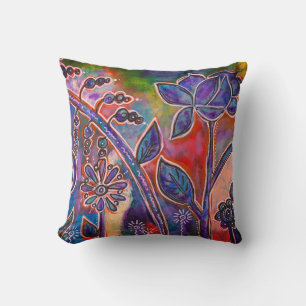 Coussin Fleur de Lotus Jardin fantasmagorique Art original