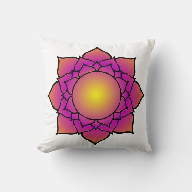 Coussin Fleur de lotus rayonnante (Recto)