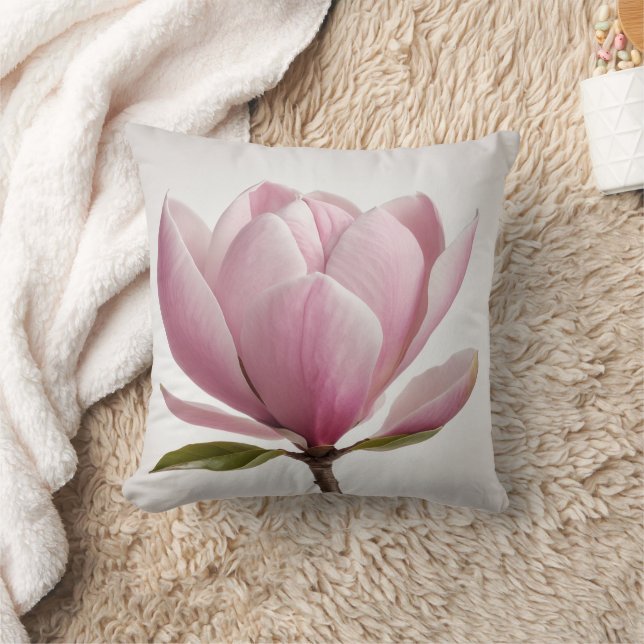 Coussin Fleur de magnolia rose blanc arrière - plan Jeu d' (Couverture)