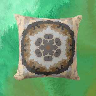 Coussin Fleur de Mandala rétro Brown et Tan