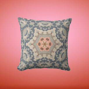 Coussin Fleur de Mandala rétro Tan Blue et Orange