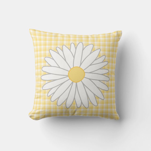 Coussin Fleur de marguerite dans jaune et le blanc (Recto)