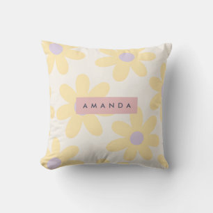 Coussin Fleur de Marguerite Jaune Rétro Personnalisée