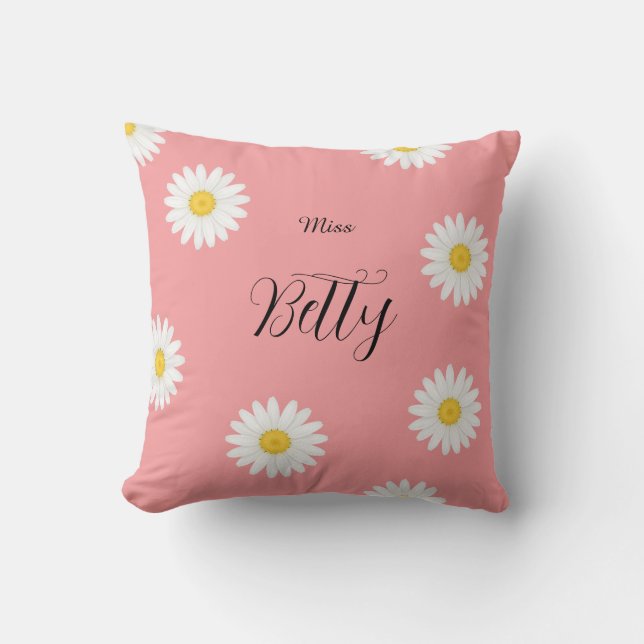 Coussin Fleur de marguerite rose personnalisée  (Recto)