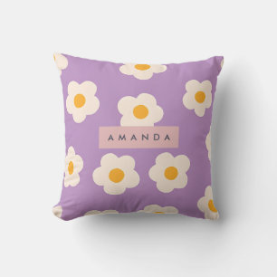 Coussin Fleur de Marguerite Violette Rétro Personnalisée