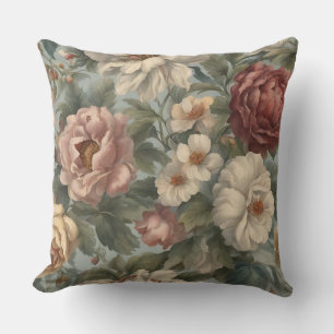 Coussin Fleur de Mauve Bleu de Style Victorien